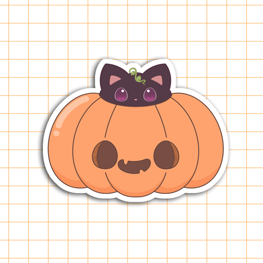 Pumpkin Kitty Glossy Die Cut Sticker