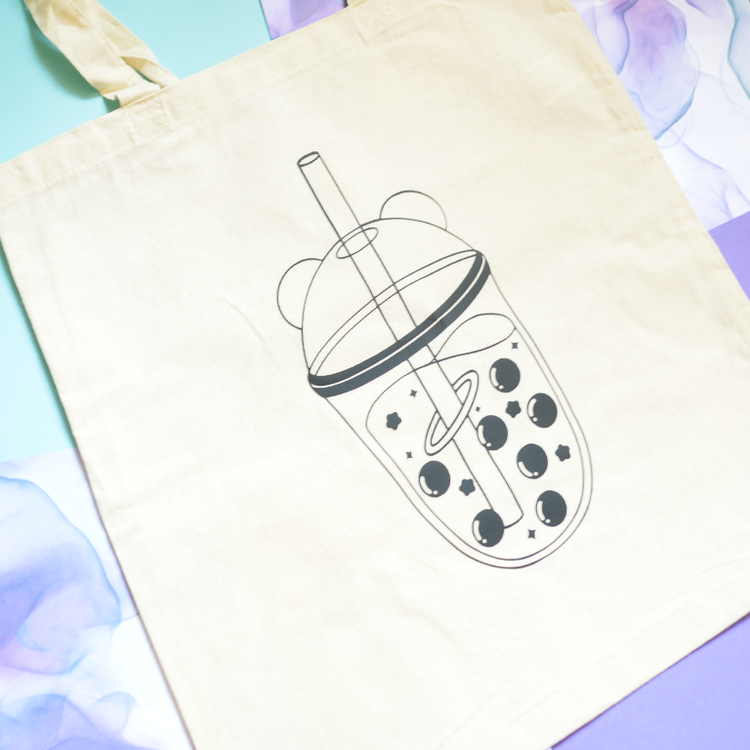 Space Bear Bubble Tea Tote Bag